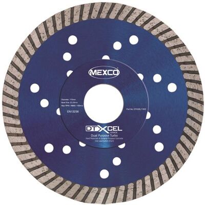 Mexco DTXCEL11522 Xcel Grade Dual Purpose Turbo Diamond Blade 115 X 22Mm Mexco DTXCEL11522 Xcel Grade Dual Purpose Turbo Diamond Blade 115 X 22Mm