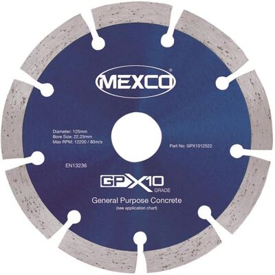 Mexco GPX1012522 Gpx10 Concrete Diamond Blade 125 X 22Mm Mexco GPX1012522 Gpx10 Concrete Diamond Blade 125 X 22Mm