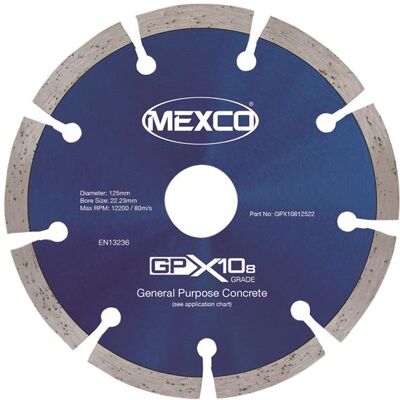 Mexco GPX10812522 Gpx10-8 Concrete Diamond Blade 125 X 22Mm Mexco GPX10812522 Gpx10-8 Concrete Diamond Blade 125 X 22Mm