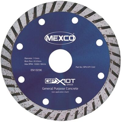 Mexco GPX10T11522 Gp Concrete Turbo Diamond Blade 115 X 22Mm Mexco GPX10T11522 Gp Concrete Turbo Diamond Blade 115 X 22Mm