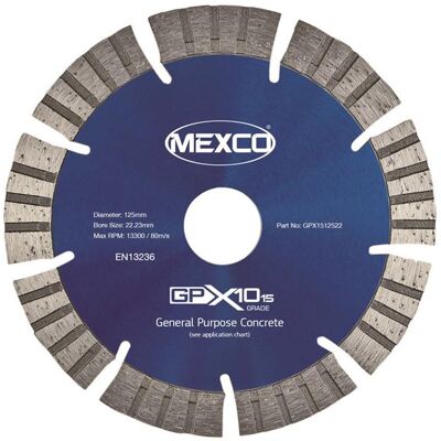 Mexco GPX1512522 Gpx10-15 Concrete Diamond Blade 125 X 22Mm Mexco GPX1512522 Gpx10-15 Concrete Diamond Blade 125 X 22Mm