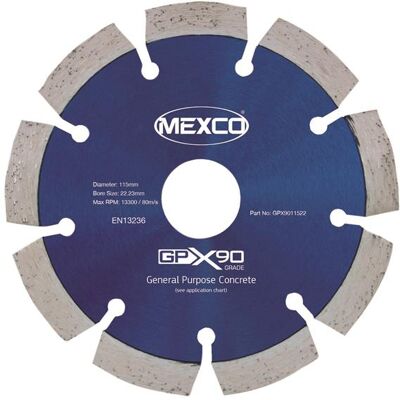 Mexco GPX9011522 Gpx90 Concrete Diamond Blade 115 X 22Mm Mexco GPX9011522 Gpx90 Concrete Diamond Blade 115 X 22Mm