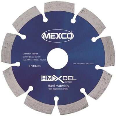 Mexco HMXCEL11522 Xcel Grade Hard Materials Diamond Blade 115 X 22Mm Mexco HMXCEL11522 Xcel Grade Hard Materials Diamond Blade 115 X 22Mm