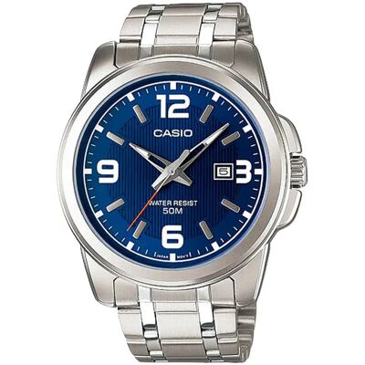 Casio Mtp1314d2a Watch Silver Grey / Silver Grey / Blue One Size Men Casio Mtp1314d2a Watch Silver Grey / Silver Grey / Blue One Size Men