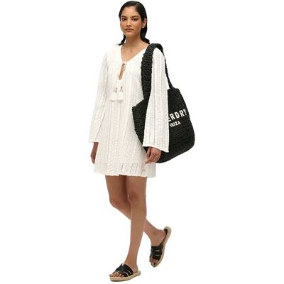 Superdry Ibiza Lace 3/4 Sleeve Short Dress Off White XS Women Superdry Ibiza Lace 3/4 Sleeve Short Dress Off White XS Women