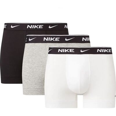 Nike Eday Trunk Boxers 3 Units White / Grey Heather / Black XS Men Nike Eday Trunk Boxers 3 Units White / Grey Heather / Black XS Men