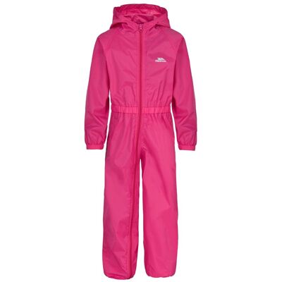 Trespass Kids Waterproof Rain Suit Button Pink 2/3 Trespass Kids Waterproof Rain Suit Button Pink 2/3