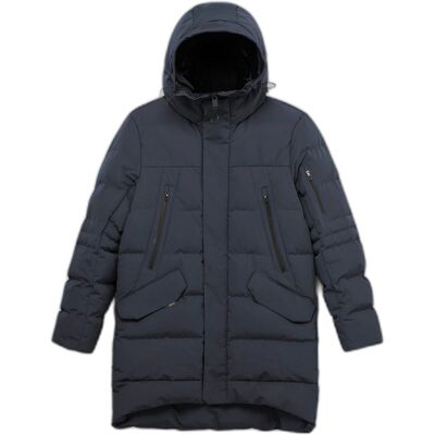 Mid-length padded jacket with hood Krakatau Strofo Black M Mid-length padded jacket with hood Krakatau Strofo Black M