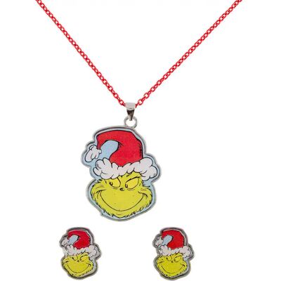 Earrings and Necklace Set Peers Hardy The Grinch Christmas Jaune TU Earrings and Necklace Set Peers Hardy The Grinch Christmas Jaune TU