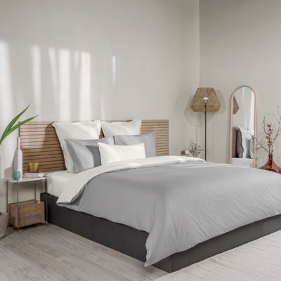 Emma - Percale 200 TC 225x220 - White Grey - Duvet Cover Emma - Percale 200 TC 225x220 - White Grey - Duvet Cover