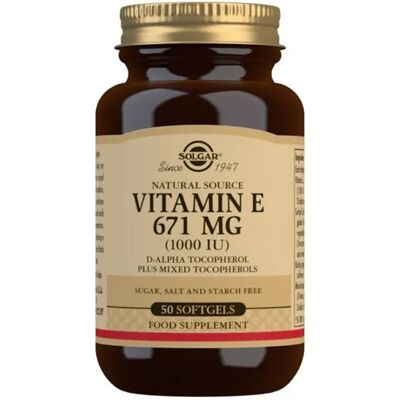 Solgar Vitamin E 671mg - D-Alpha Tocopherol - 50 Softgels - Vitamin E Supplements Solgar Vitamin E 671mg - D-Alpha Tocopherol - 50 Softgels - Vitamin E Supplements