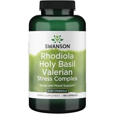 Swanson Rhodiola Holy Basil Valerian Stress Complex - 180 Capsules Swanson Rhodiola Holy Basil Valerian Stress Complex - 180 Capsules