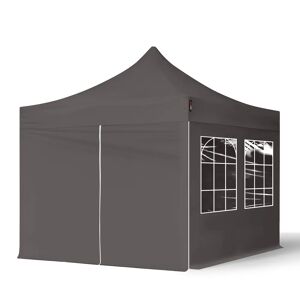 Toolport 3x3m PES 700 Pop up gazebo ECONOMY Steel 30 mm, incl. Sidewalls with Windows, dark grey - (582635)