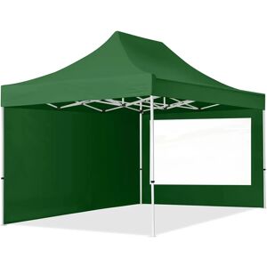 Toolport 3x4.5m PES 700 Pop up gazebo ECONOMY Steel 30 mm, incl. Sidewalls with Panorama Windows, dark green - (59046)