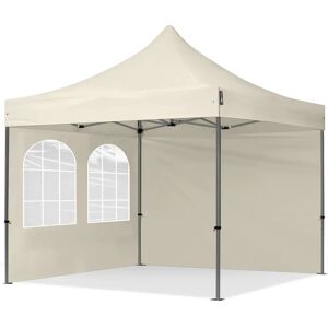 Toolport 3x3m PES 750 Pop Up Gazebo PREMIUM Steel 40 mm, incl. Sidewalls with Windows, cream - (600012)