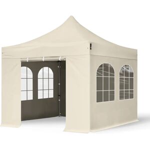 Toolport 3x3m PES 750 Pop Up Gazebo PREMIUM Steel 40 mm, incl. Sidewalls with Windows, cream - (600014)