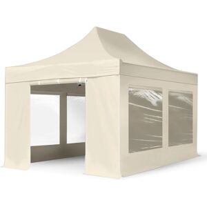 Toolport 3x4.5m PES 750 Pop up gazebo PREMIUM Steel 40 mm, incl. Sidewalls with Panorama Windows, cream - (600049)