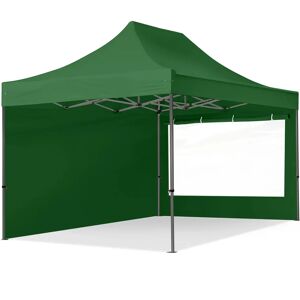 Toolport 3x4.5m PES 750 Pop Up Gazebo PREMIUM Steel 40 mm, incl. Sidewalls with Panorama Windows, dark green - (600051)