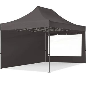 Toolport 3x4.5m PES 750 Pop Up Gazebo PREMIUM Steel 40 mm, incl. Sidewalls with Panorama Windows, dark grey - (600054)