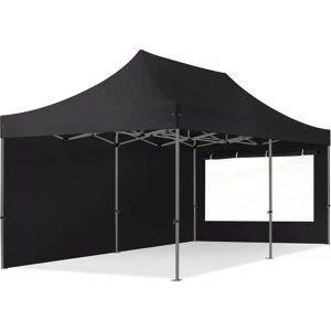 Toolport 3x6m PES 750 Pop Up Gazebo PREMIUM Steel 40 mm, incl. Sidewalls with Panorama Windows, black - (600064)