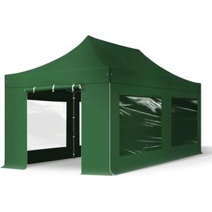 Toolport 3x6m PES 750 Pop Up Gazebo PREMIUM Steel 40 mm, incl. Sidewalls with Panorama Windows, dark green - (600075)