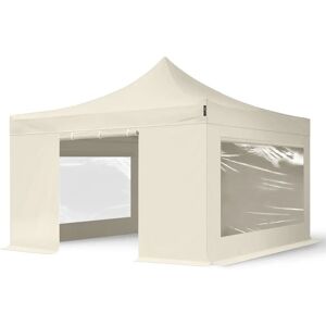 Toolport 4x4m PES 750 Pop Up Gazebo PREMIUM Steel 40 mm, incl. Sidewalls with Panorama Windows, cream - (600095)