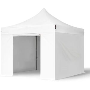 Toolport 3x3 m PVC 800 Pop Up Gazebo PREMIUM Steel 40 mm, incl. Sidewalls, fire resistant, white - (600113)