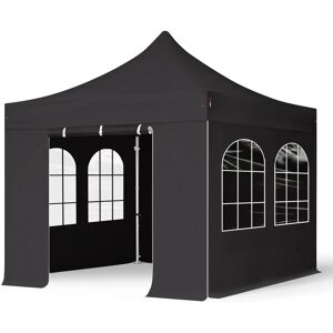 Toolport 3x3m PES 800 Pop Up Gazebo PROFESSIONAL Aluminium 40 mm, incl. Sidewalls with Windows, black - (600134)