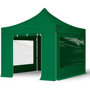 Toolport 3x3m PES 800 Pop Up Gazebo PROFESSIONAL Aluminium 40 mm, incl. Sidewalls with Panorama Windows, dark green - (600145)