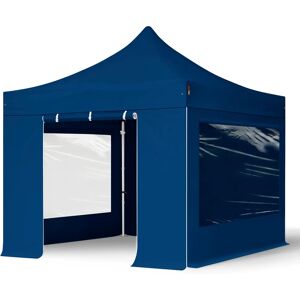 Toolport 3x3m PES 800 Pop up gazebo PROFESSIONAL Aluminium 40 mm, incl. Sidewalls with Panorama Windows, blue - (600156)