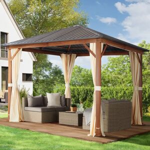 Toolport Garden gazebo Forest Superior 3x3m, champagne with oak finish - (300182)