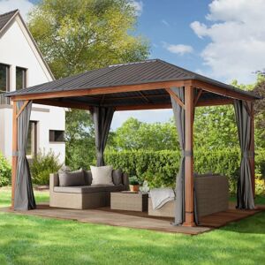 Toolport Garden gazebo Forest Superior 3x4m, loft grey with oak finish - (300185)