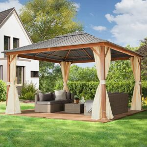 Toolport Garden gazebo Forest Superior 4x4m, champagne oak finish - (300188)