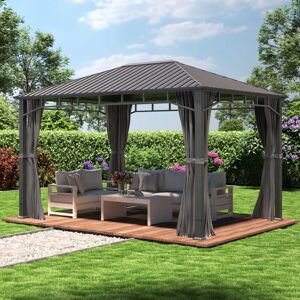 TOOLPORT Garden Gazebo Hardtop Sunset Superior, 3x4m, loft grey - (300194)