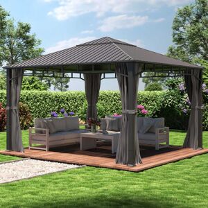 Toolport Garden Gazebo Hardtop Sunset Superior, 4x4m, loft grey - (300195)