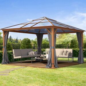 Toolport Garden Gazebo Hardtop Forest Deluxe 4x4m, loft grey - (300197)