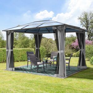 Toolport 3x3.65m garden gazebo, Hardtop, 4 sides, grey - (300198)