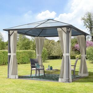 Toolport 3x3m garden gazebo, Hardtop, 4 sides, cream - (300215)