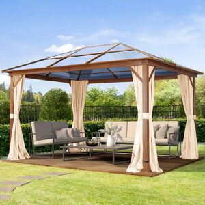 Toolport Garden Gazebo Hardtop Forest Deluxe 3x4m, champagne - (301346)