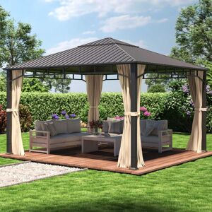 Toolport Garden Gazebo Hardtop Sunset Superior, 4x4m, champagne - (301350)