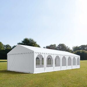 Toolport 5x14m 2.6m Sides Marquee / Party Tent w. ground frame, PVC 1400 fire resistant, white - (37670)