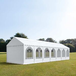 Toolport 3x14m 2.6m Sides Marquee / Party Tent w. ground frame, PVC 1400 fire resistant, white - (37684)