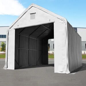 TOOLPORT 4x8m 3x3m Drive Through Industrial Tent, PRIMEtex 2300 fire resistant, grey with statics package (soft ground anchors) - (48666)