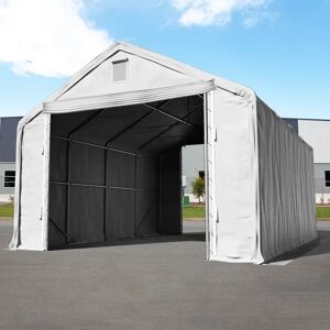 TOOLPORT 6x8m 4x3.35m Drive Through Industrial Tent, PRIMEtex 2300 fire resistant, grey with statics package (soft ground anchors) - (48672)