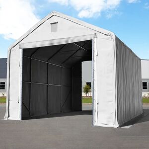 Toolport 6x12m 4x3.9m Drive Through Industrial Tent, PRIMEtex 2300 fire resistant, grey with statics package (soft ground anchors) - (48675)