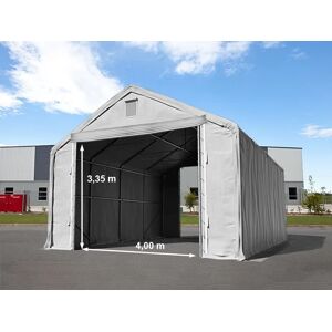 TOOLPORT 6x8m 4x3.35m Drive Through Industrial Tent, PRIMEtex 2300 fire resistant, grey with statics package (concrete anchors) - (48846)