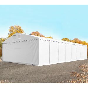 Toolport 8x24m 2.6m Sides Storage Tent / Shelter w. ground frame, PVC 800, white with statics package (soft ground anchors) - (49270)