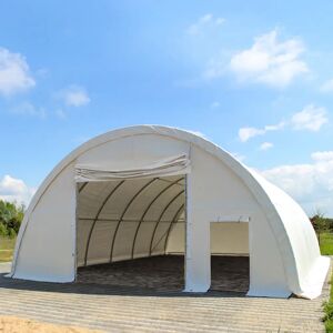 Toolport 9.15x26m 3.5x3.5m Drive Through Arched Storage Tent / Hangar, PRIMEtex 2300 fire resistant, white - (49305)