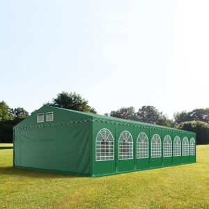 Toolport 6x24m 2.6m Sides Marquee / Party Tent w. ground frame, PVC 1400 fire resistant, dark green - (49318)