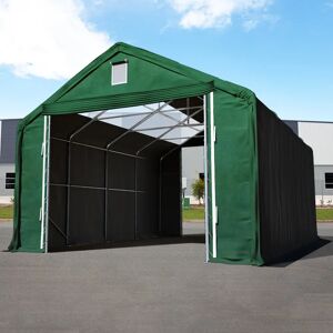 TOOLPORT 6x12m 3x4.35m Drive Through Industrial Tent with skylights, PRIMEtex 2300 fire resistant, dark green with statics package (soft ground anchors) - (49834)